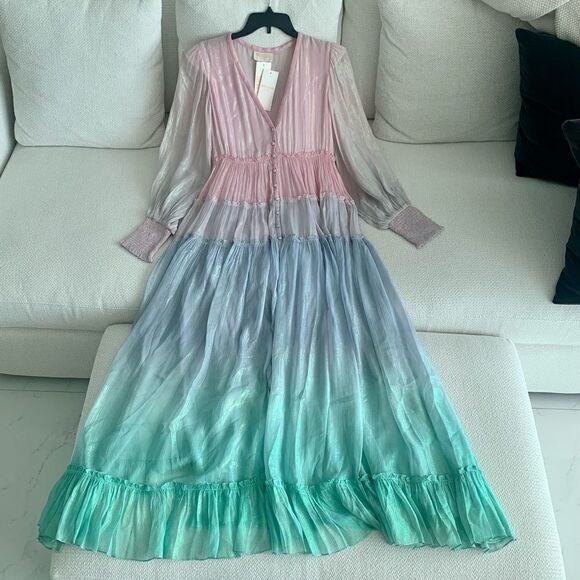 NWT✨ Rococo Sand Shine Rainbow Ombré Emi button dress size Small, NWT - Picture 3 of 6